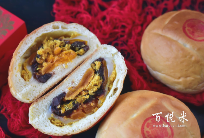 古早味蛋黃麻薯紅豆肉松招財進(jìn)寶大福包，自己做還能送禮